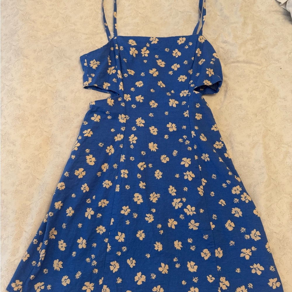 Zara Blue and Cream Floral Dress